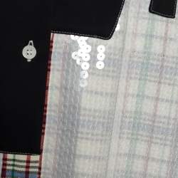 Loewe Black Sequined & Plaid Patchwork Shirt Dress S