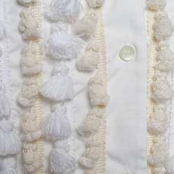 Pre Owned Loewe White Poplin Tasseled Tie Detail Shirt Dress S
