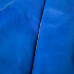 Pre Owned Loewe Blue Leather Belted Long Coat S