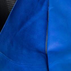 Pre Owned Loewe Blue Leather Belted Long Coat S