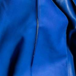 Pre Owned Loewe Blue Leather Belted Long Coat S