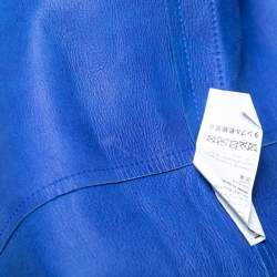 Pre Owned Loewe Blue Leather Belted Long Coat S