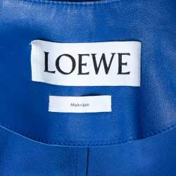Pre Owned Loewe Blue Leather Belted Long Coat S