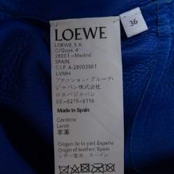 Pre Owned Loewe Blue Leather Belted Long Coat S