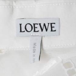 مملوكة مسبقًا Loewe White Eyelet Cotton Shirt Effect Dress XS