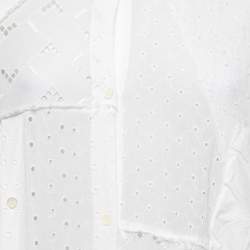 مملوكة مسبقًا Loewe White Eyelet Cotton Shirt Effect Dress XS
