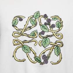 Pre Owned Loewe Cream Knit Herbarium Anagram Embroidered Sweatshirt M