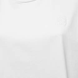 Pre Owned Loewe White Cotton Knit Crew Neck Boxy Fit T-Shirt M
