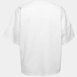 مملوكة مسبقًا Loewe White Cotton Knit Crew Neck Boxy Fit T-Shirt S