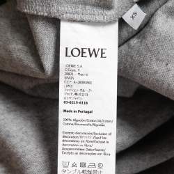 Pre Owned Loewe Grey Logo Printed Cotton Oversized Half Sleeve T-Shirt XS