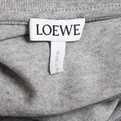 Pre Owned Loewe Grey Logo Printed Cotton Oversized Half Sleeve T-Shirt XS