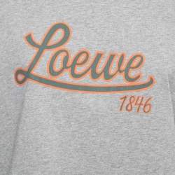 Pre Owned Loewe Grey Logo Printed Cotton Oversized Half Sleeve T-Shirt XS