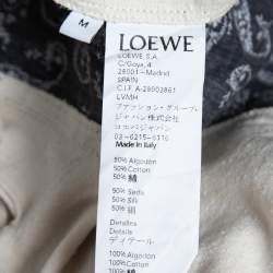 Pre Owned Loewe Cream Logo Print Jersey Fringed T-Shirt M