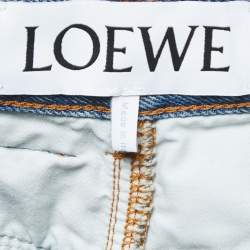 Pre Owned Loewe Blue Denim Cut-Out Detail Anagram Jeans S Waist 26"