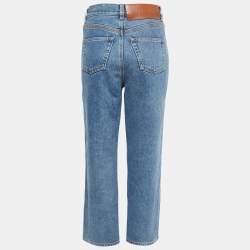 Pre Owned Loewe Blue Denim Cut-Out Detail Anagram Jeans S Waist 26"