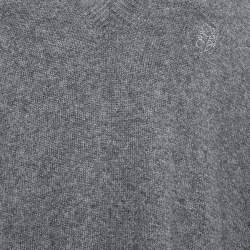 Pre Owned Loewe Grey Cashmere V-Neck Asymmetric Sweater S
