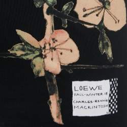 Pre Owned Loewe Black Floral Printed Cotton T-Shirt XS