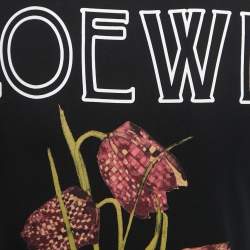 Pre Owned Loewe Black Floral Printed Cotton T-Shirt XS