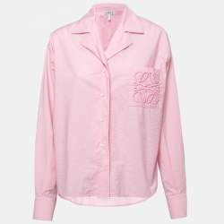 Loewe Pink Cotton Logo Embroidered Oversized Shirt S