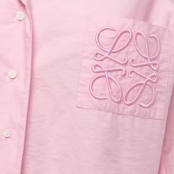 Loewe Pink Cotton Logo Embroidered Oversized Shirt S