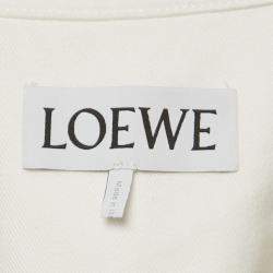 Pre Owned Loewe White Denim Leather Pocket Detail Oversized Shirt S