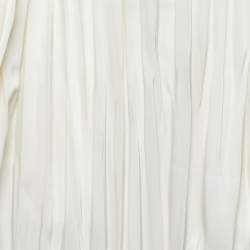 Pre Owned Loewe Ivory White Crinkled Satin Midi Skirt S