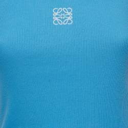 Loewe Blue Monogram Embroidered Rib Knit Tank Top M