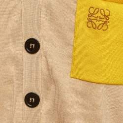 Pre Owned Loewe Beige Wool Logo Pocket Detail Buttoned Cardigan XS