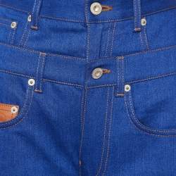 Pre Owned Loewe Blue Denim Trompe L'Oeil Double Waist Jeans S/Waist 28"