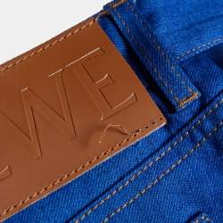 Pre Owned Loewe Blue Denim Trompe L'Oeil Double Waist Jeans S/Waist 28"