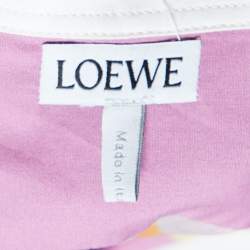 Pre Owned Loewe Pink/White Wallpaper Print Cotton Asymmetric Long Shirt M