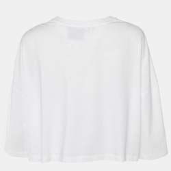 مملوكة مسبقًا Loewe X Paula Ibiza White Printed Cotton Cropped T-Shirt M