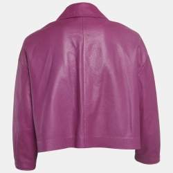 Pre Owned Loewe Pink Lambskin Leather Cropped Shirt S