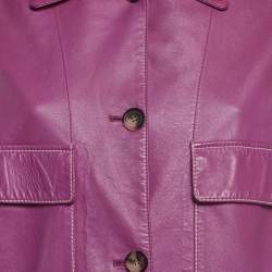 Pre Owned Loewe Pink Lambskin Leather Cropped Shirt S