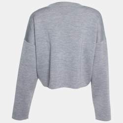 Loewe Grey Anagram Wool Knit Cropped Sweater M
