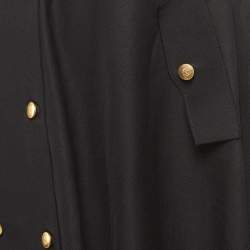 Loewe Black Raw Edge Linen Blend Button Detail Asymmetric Midi Skirt S
