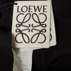Loewe Black Raw Edge Linen Blend Button Detail Asymmetric Midi Skirt S