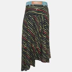 Loewe X Paula's Ibiza Denim Trim Printed Crepe Wrap Skirt M