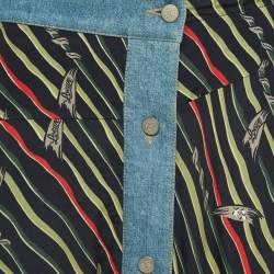 Loewe X Paula's Ibiza Denim Trim Printed Crepe Wrap Skirt M