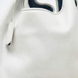 Pre Owned Loewe White Leather Calle Hobo