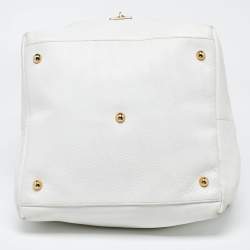 Pre Owned Loewe White Leather Calle Hobo