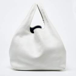 Pre Owned Loewe White Leather Calle Hobo