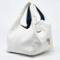 Pre Owned Loewe White Leather Calle Hobo