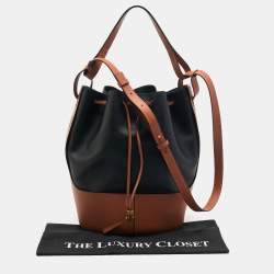 Pre Owned Loewe Black/Brown Leather Balloon Drawstring Bucket Bag