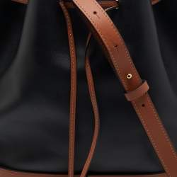 Pre Owned Loewe Black/Brown Leather Balloon Drawstring Bucket Bag