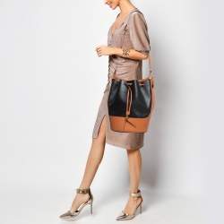 Pre Owned Loewe Black/Brown Leather Balloon Drawstring Bucket Bag