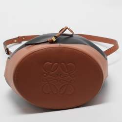 Pre Owned Loewe Black/Brown Leather Balloon Drawstring Bucket Bag