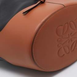 Pre Owned Loewe Black/Brown Leather Balloon Drawstring Bucket Bag