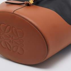 Pre Owned Loewe Black/Brown Leather Balloon Drawstring Bucket Bag