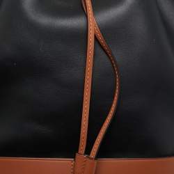 Pre Owned Loewe Black/Brown Leather Balloon Drawstring Bucket Bag